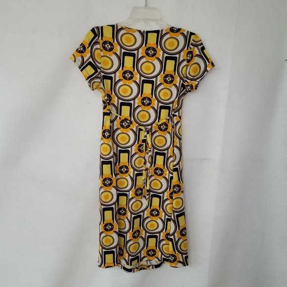 Hypnotik Dress Womens M Short Sleeve Scoop Neck Stretch Retro Print 70s 80s 90s - Picture 4 of 11